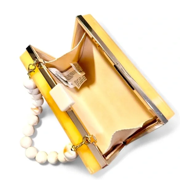 Zara acrylic clutch box bag with beaded removable handle - Picture 5 of 7